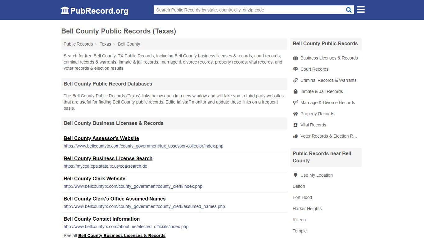 Free Bell County Public Records (Texas Public Records) - PubRecord.org